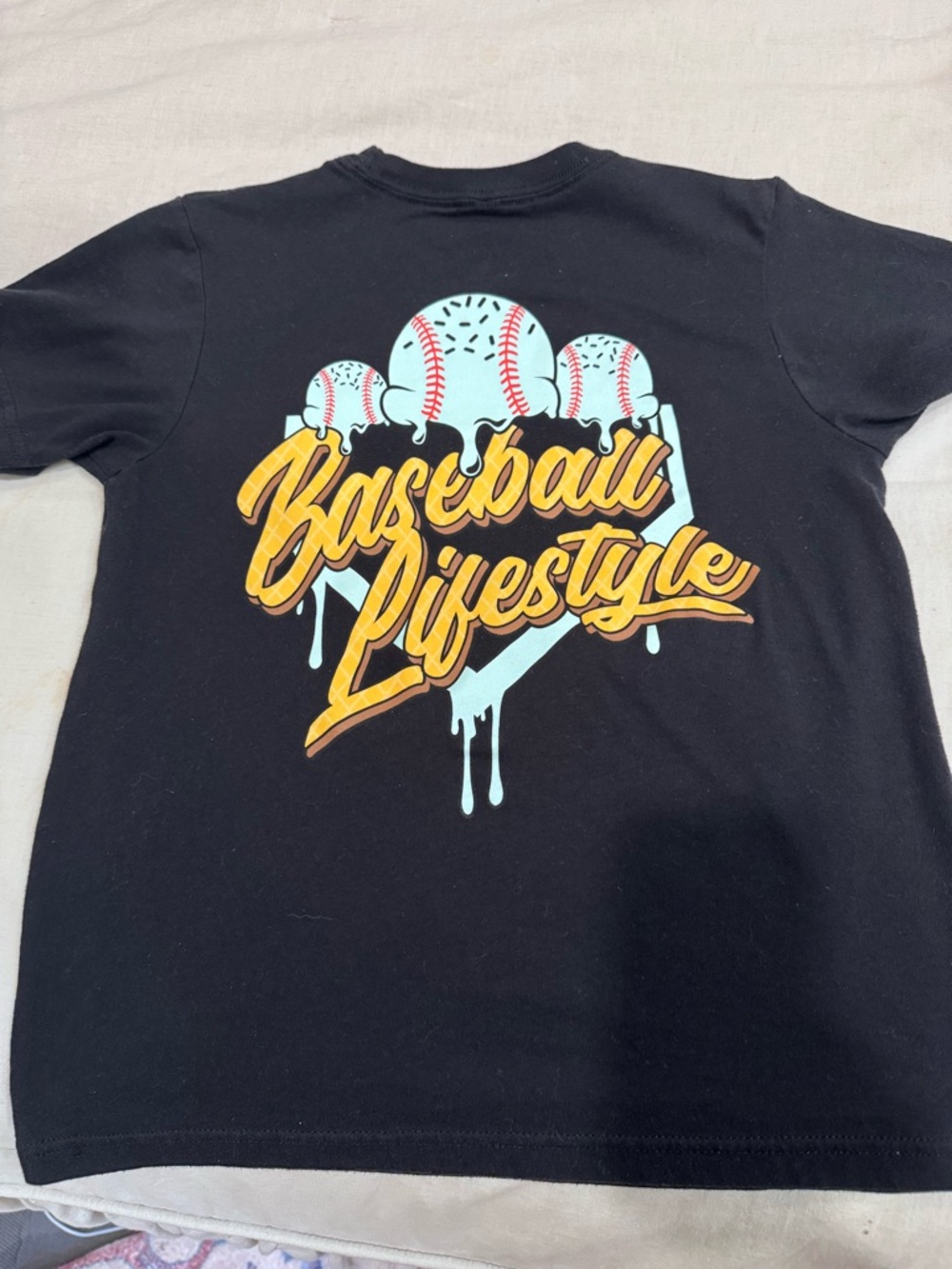 Baseball Lifestyle Graphic Tee for Kids - Black